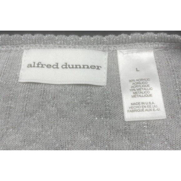 VTG Women’s Alfred Dunner SILVER SPARKLY Long Patterned Sleeve Sweater Large NWT - Picture 7 of 8